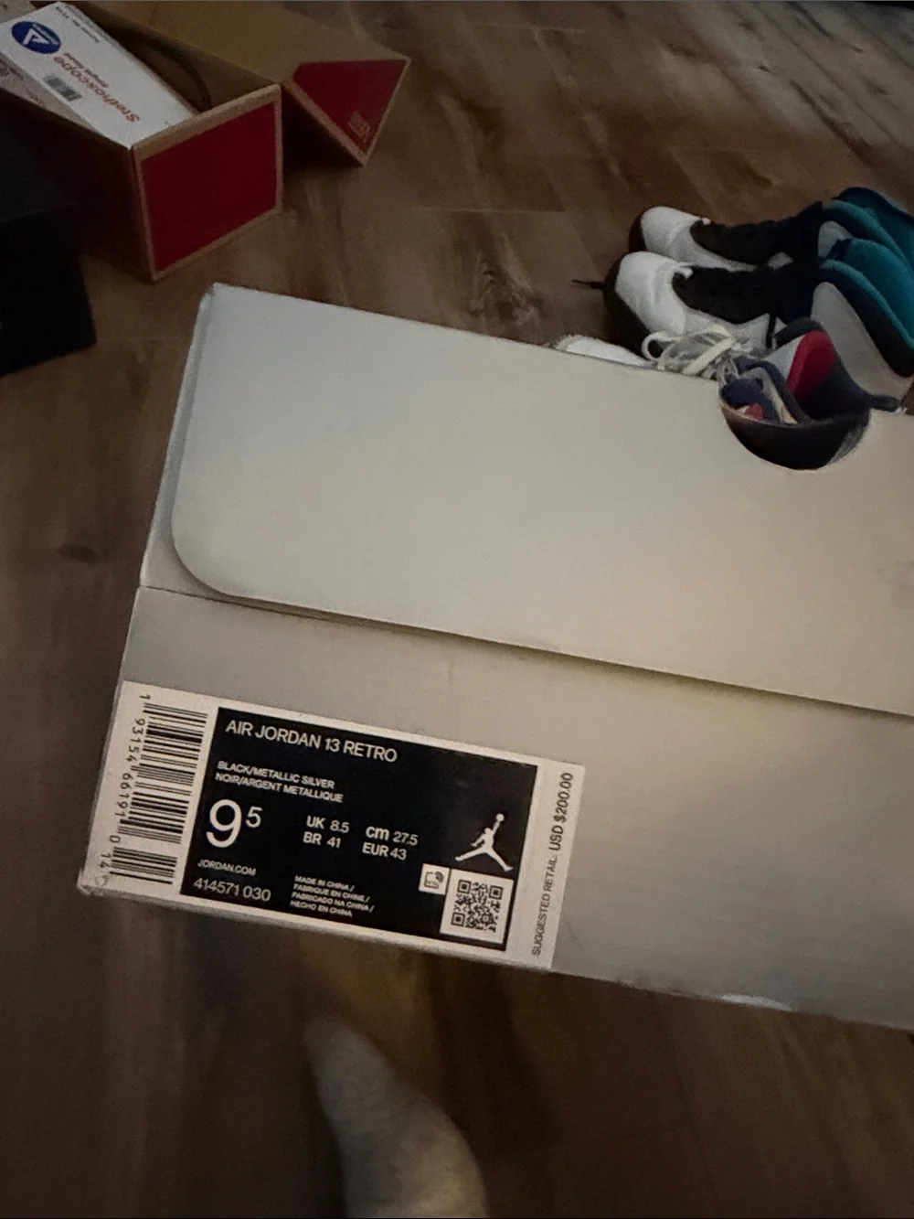 Jordan Men's Black and Teal Retro Sneakers with Box
